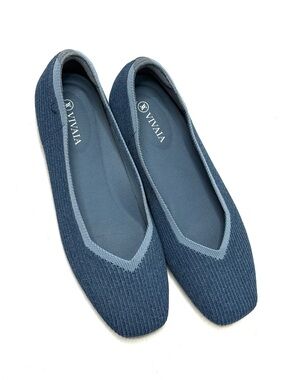 Vivaia Blue Knit Ballet Flats